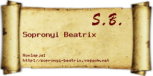 Sopronyi Beatrix névjegykártya